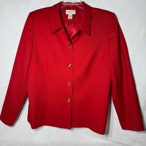 Pendleton Red Blazer 100% Virgin Wool‎ Blend Notched Lapel Gold Buttons Size 18